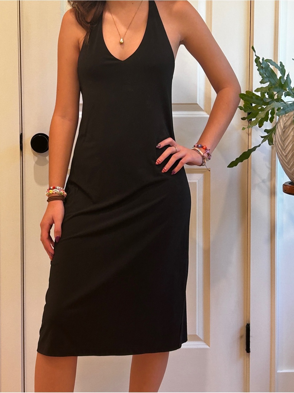 Vintage 2000s J. Crew Black Midi Classic Halter Dress
